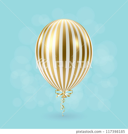 Gold white balloon. Luxury realistic balloons. Striped pattern. 117398185