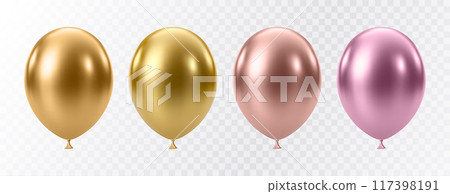 Luxury realistic balloons. 3D glossy helium balloons 117398191