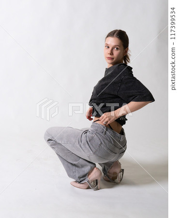 beauty white background model hand lady young modern person portrait hair look face beauty white background model hand lady young modern person portrait hair look face 117399534