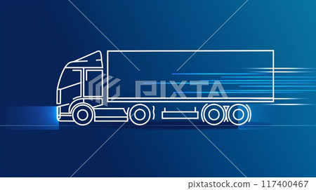 A stylized truck in white against a dark blue gradient background A stylized truck in white against a dark blue gradient background 117400467