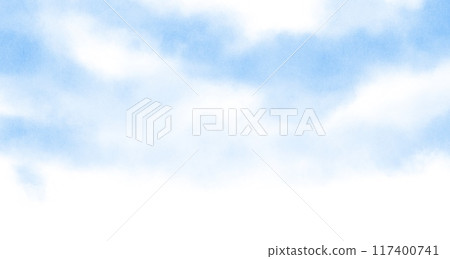 Blue sky with thin clouds, watercolor touch Blue sky with thin clouds, watercolor touch 117400741
