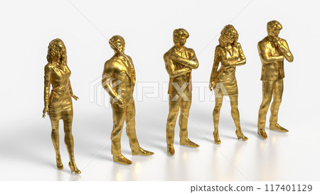 The Gold Business figure on white background 3d rendering. The Gold Business figure on white background 3d rendering. 117401129