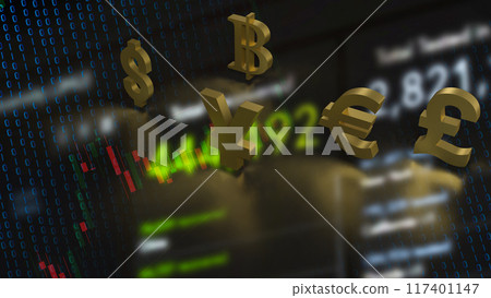 The Gold money symbol for Business concept 3d rendering. 117401147
