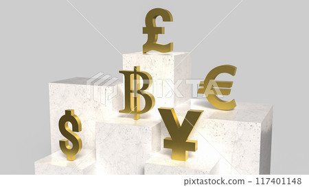 The Gold money symbol for Business concept 3d rendering. 117401148