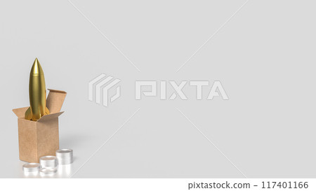 The rocket in cardboard box for Start up or Business concept 3d rendering. 117401166