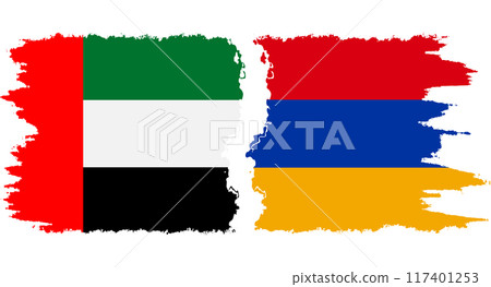 Armenia and United Arab Emirates grunge flags connection vector 117401253