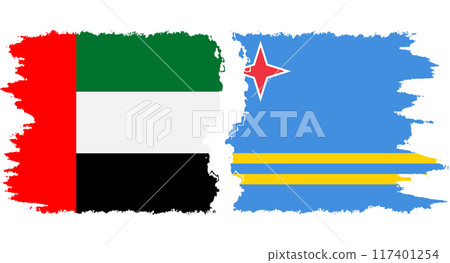 Aruba and United Arab Emirates grunge flags connection vector 117401254