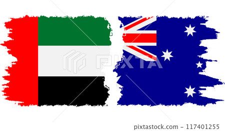 Australia and United Arab Emirates grunge flags connection vector 117401255
