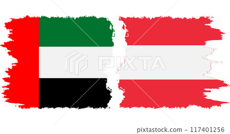 Austria and United Arab Emirates grunge flags connection vector 117401256