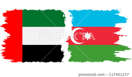 Azerbaijan and United Arab Emirates grunge flags connection vector 117401257