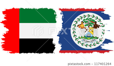 Belize and United Arab Emirates grunge flags connection vector Belize and United Arab Emirates grunge flags connection vector 117401264