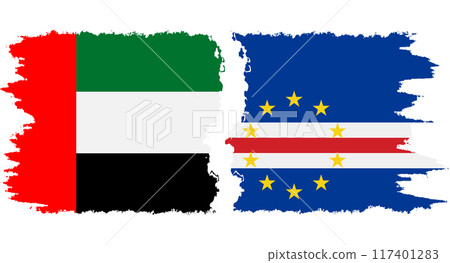 Cape Verde and United Arab Emirates grunge flags connection vector 117401283