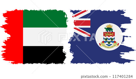 Cayman Islands and United Arab Emirates grunge flags connection vector 117401284