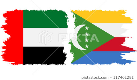 Comoros and United Arab Emirates grunge flags connection vector 117401291