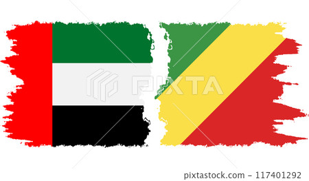 Congo-Brazzaville and United Arab Emirates grunge flags connection vector 117401292