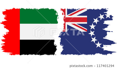 Cook Islands and United Arab Emirates grunge flags connection vector Cook Islands and United Arab Emirates grunge flags connection vector 117401294