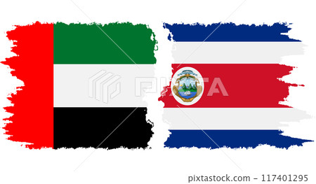 Costa Rica and United Arab Emirates grunge flags connection vector Costa Rica and United Arab Emirates grunge flags connection vector 117401295