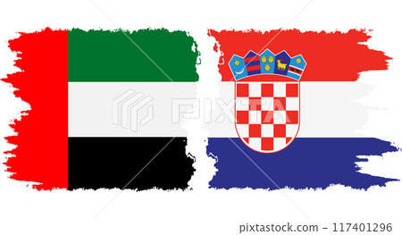 Croatia and United Arab Emirates grunge flags connection vector 117401296