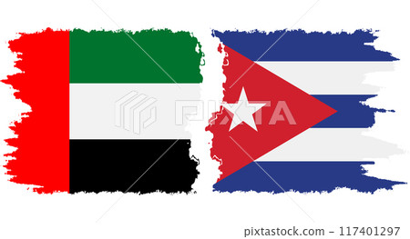 Cuba and United Arab Emirates grunge flags connection vector Cuba and United Arab Emirates grunge flags connection vector 117401297