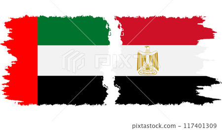 Egypt and United Arab Emirates grunge flags connection vector 117401309