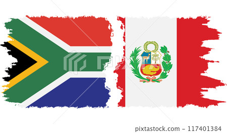 Peru and South Africa grunge flags connection vector 117401384
