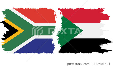 Sudan and South Africa grunge flags connection vector Sudan and South Africa grunge flags connection vector 117401421