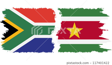 Suriname and South Africa grunge flags connection vector Suriname and South Africa grunge flags connection vector 117401422