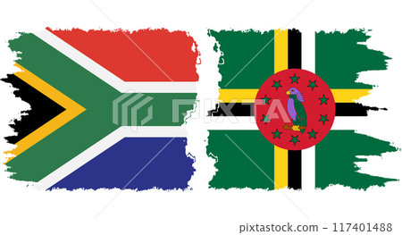Dominica and South Africa grunge flags connection vector Dominica and South Africa grunge flags connection vector 117401488
