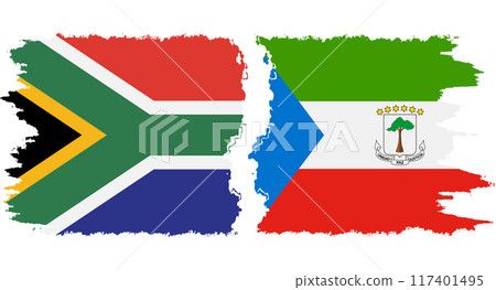 Equatorial Guinea and South Africa grunge flags connection vector Equatorial Guinea and South Africa grunge flags connection vector 117401495