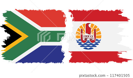 French Polynesia and South Africa grunge flags connection vector 117401505