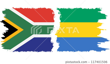 Gabon and South Africa grunge flags connection vector 117401506