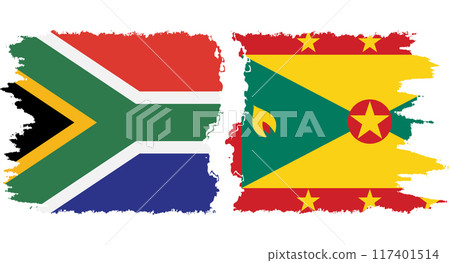 Grenada and South Africa grunge flags connection vector 117401514