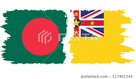 Niue and Bangladesh grunge flags connection vector Niue and Bangladesh grunge flags connection vector 117401545