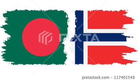 Norway and Bangladesh grunge flags connection vector 117401548