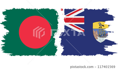 Saint Helena and Bangladesh grunge flags connection vector 117401569