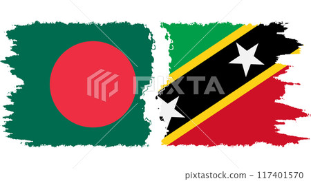 Saint Kitts and Nevis and Bangladesh grunge flags connection vector 117401570