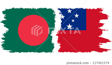 Independent State and Bangladesh grunge flags connection vector Independent State and Bangladesh grunge flags connection vector 117401574