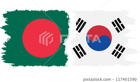South Korea and Bangladesh grunge flags connection vector South Korea and Bangladesh grunge flags connection vector 117401590