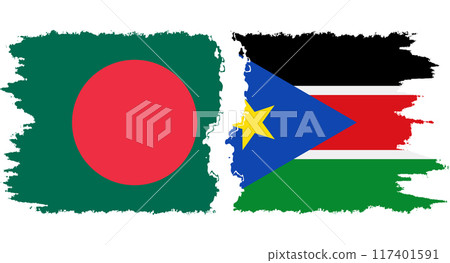 South Sudan and Bangladesh grunge flags connection vector South Sudan and Bangladesh grunge flags connection vector 117401591