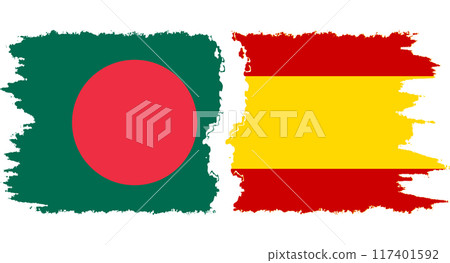 Spain and Bangladesh grunge flags connection vector Spain and Bangladesh grunge flags connection vector 117401592