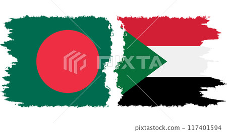 Sudan and Bangladesh grunge flags connection vector Sudan and Bangladesh grunge flags connection vector 117401594