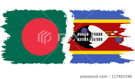 eSwatini and Bangladesh grunge flags connection vector 117401596