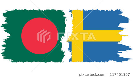Sweden and Bangladesh grunge flags connection vector Sweden and Bangladesh grunge flags connection vector 117401597