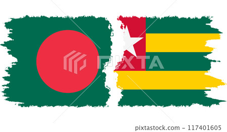 Togolese Republic and Bangladesh grunge flags connection vector 117401605