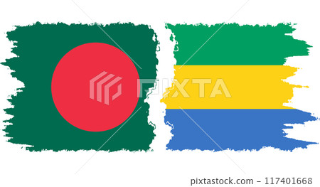 Gabon and Bangladesh grunge flags connection vector 117401668