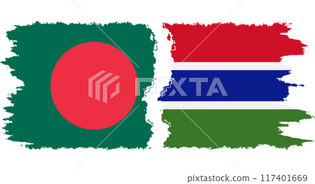 Gambia and Bangladesh grunge flags connection vector 117401669