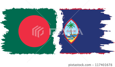Guam and Bangladesh grunge flags connection vector Guam and Bangladesh grunge flags connection vector 117401678