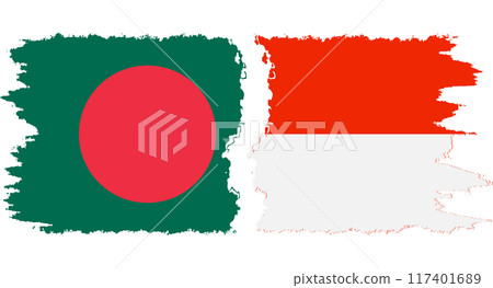 Indonesia and Bangladesh grunge flags connection vector 117401689
