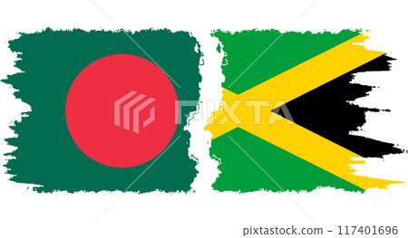 Jamaica and Bangladesh grunge flags connection vector Jamaica and Bangladesh grunge flags connection vector 117401696