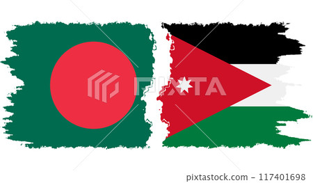 Jordan and Bangladesh grunge flags connection vector Jordan and Bangladesh grunge flags connection vector 117401698